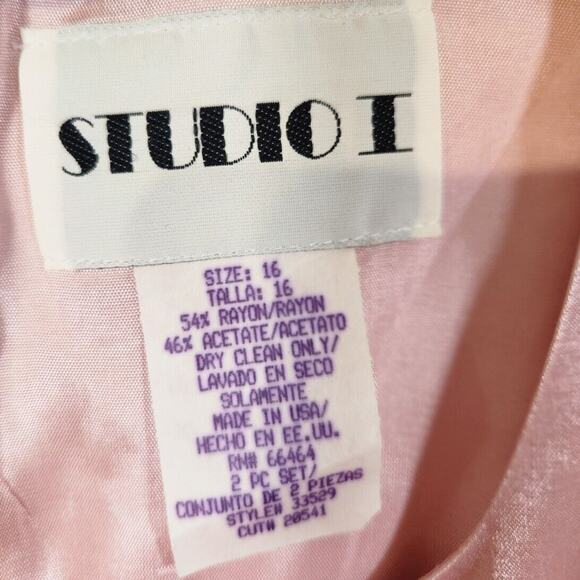 Vintage Studio 1 Size 16 $105 Pink Satin Textured Shift Dress Y2K Soft Girl - Picture 4 of 7